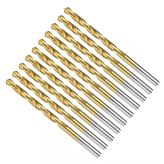 Drill Bit, 11/64" Cutting Diameter (4.366mm), 4241 HSS TiN Coated 118° Cutting Angle Versatile Jobber Bits - (Applications: for Drilling Plastic Wood Soft Thin Metal), 10-Pieces