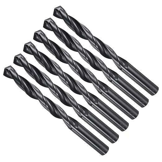Drill Bit, 12.5mm Cutting Diameter, 4241 HSS Nitriding Black 118° Cutting Angle Versatile Jobber Bits - (Applications: for Drilling Plastic Wood Soft Metal), 6-Pieces