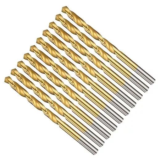 Drill Bit, 13/64" Cutting Diameter (5.159mm), 4241 HSS TiN Coated 118° Cutting Angle Versatile Jobber Bits - (Applications: for Drilling Plastic Wood Soft Thin Metal), 10-Pieces