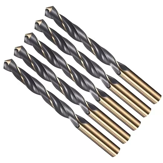 Drill Bit, 13mm Cutting Diameter, 4341 HSS Gold and Black 118° Cutting Angle Number Jobber Bits - (Applications: for Drilling Soft Metal Plastic Wood), 6-Pieces