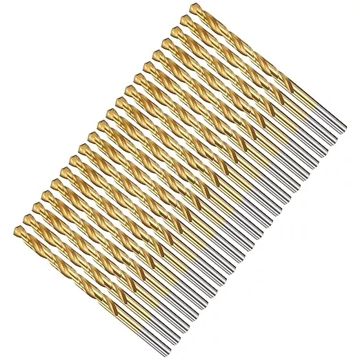 Drill Bit, 17/64" Cutting Diameter, 4341 HSS TiN Coated 135° Cutting Angle Jobber Bits - (Applications: for Drilling Soft Metal Plastic Wood), 20-Pieces