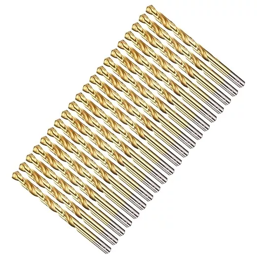 Drill Bit, 19/64" Cutting Diameter, 4341 HSS TiN Coated 135° Cutting Angle Jobber Bits - (Applications: for Drilling Soft Metal Plastic Wood), 10-Pieces