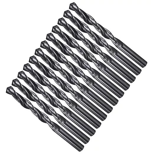 Drill Bit, 29/64" Cutting Diameter, 4241 HSS Nitriding Black 118° Cutting Angle Versatile Jobber Bits - (Applications: for Drilling Plastic Wood Soft Metal), 6-Pieces