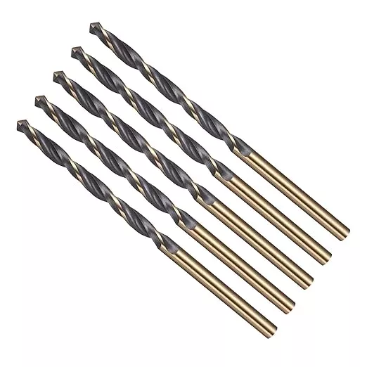 Drill Bit, 3.2mm Cutting Diameter, 4341 HSS Gold and Black 118° Cutting Angle Number Jobber Bits - (Applications: for Drilling Soft Metal Plastic Wood), 5-Pieces