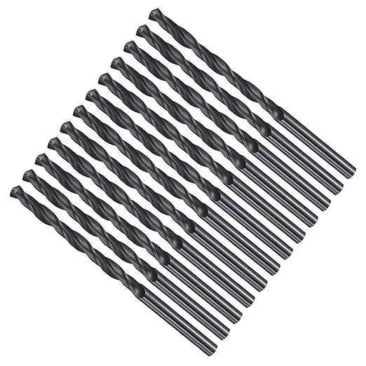 Drill Bit, 3.9mm Cutting Diameter, 4241 HSS Nitriding Black 118° Cutting Angle Versatile Jobber Bits - (Applications: for Drilling Plastic Wood Soft Metal), 12-Pieces
