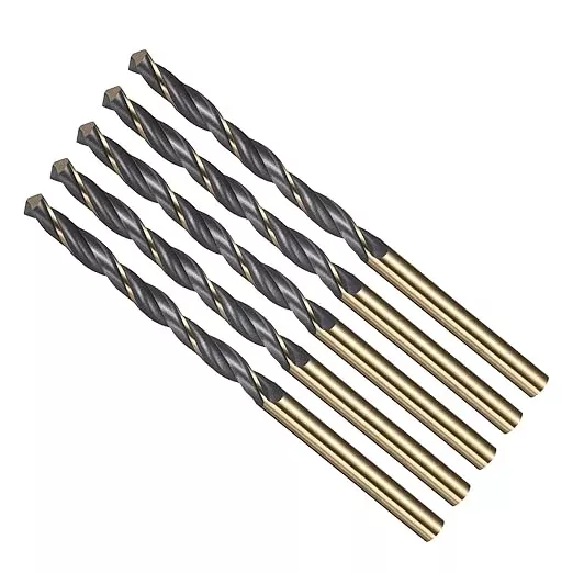 Drill Bit, 4.2mm Cutting Diameter, 4341 HSS Gold and Black 118° Cutting Angle Number Jobber Bits - (Applications: for Drilling Soft Metal Plastic Wood), 5-Pieces