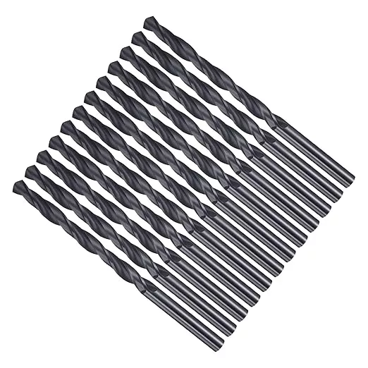 Drill Bit, 5.1mm Cutting Diameter, 4241 HSS Nitriding Black 118° Cutting Angle Versatile Jobber Bits - (Applications: for Drilling Plastic Wood Soft Metal), 12-Pieces