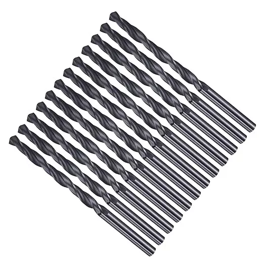 Drill Bit, 5.6mm Cutting Diameter, 4241 HSS Nitriding Black 118° Cutting Angle Versatile Jobber Bits - (Applications: for Drilling Plastic Wood Soft Metal), 12-Pieces