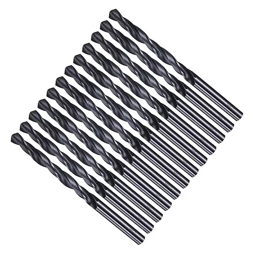 Drill Bit, 6.2mm Cutting Diameter, 4241 HSS Nitriding Black 118° Cutting Angle Versatile Jobber Bits - (Applications: for Drilling Plastic Wood Soft Metal), 10-Pieces