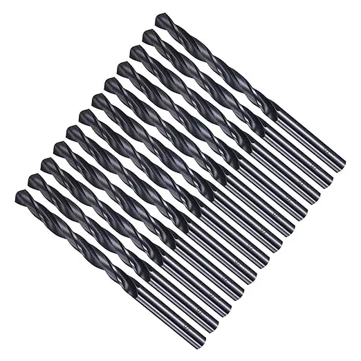 Drill Bit, 6.4mm Cutting Diameter, 4241 HSS Nitriding Black 118° Cutting Angle Versatile Jobber Bits - (Applications: for Drilling Plastic Wood Soft Metal), 12-Pieces