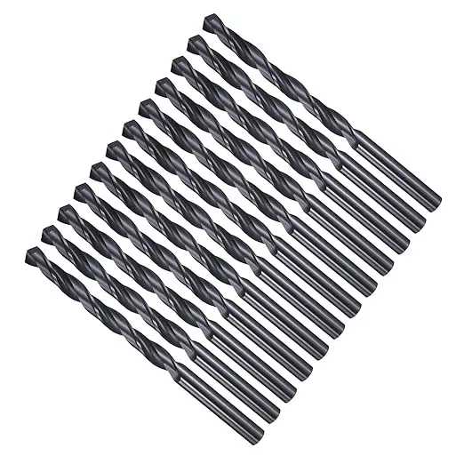 Drill Bit, 7mm Cutting Diameter, 4241 HSS Nitriding Black 118° Cutting Angle Versatile Jobber Bits - (Applications: for Drilling Plastic Wood Soft Metal), 12-Pieces