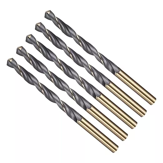 Drill Bit, 7mm Cutting Diameter, 4341 HSS Gold and Black 118° Cutting Angle Number Jobber Bits - (Applications: for Drilling Soft Metal Plastic Wood), 5-Pieces