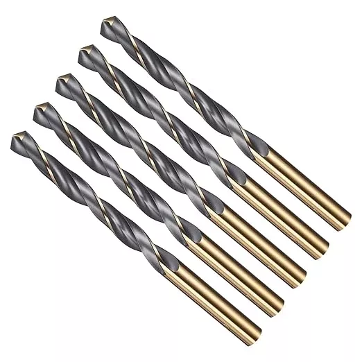Drill Bit, 8mm Cutting Diameter, 4341 HSS Gold and Black 118° Cutting Angle Number Jobber Bits - (Applications: for Drilling Soft Metal Plastic Wood), 1-Pieces