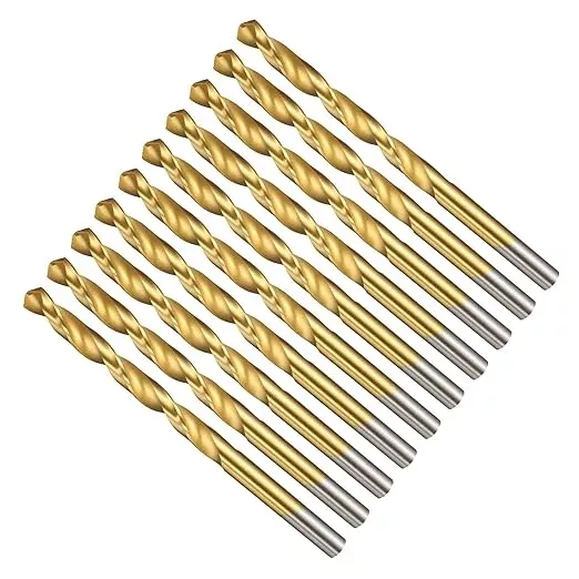 Drill Bit, 9/32" Cutting Diameter (7.144mm), 4241 HSS TiN Coated 118° Cutting Angle Versatile Jobber Bits - (Applications: for Drilling Plastic Wood Soft Thin Metal), 10-Pieces