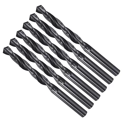Drill Bit, 9.5mm Cutting Diameter, 4241 HSS Nitriding Black 118° Cutting Angle Versatile Jobber Bits - (Applications: for Drilling Plastic Wood Soft Metal), 6-Pieces