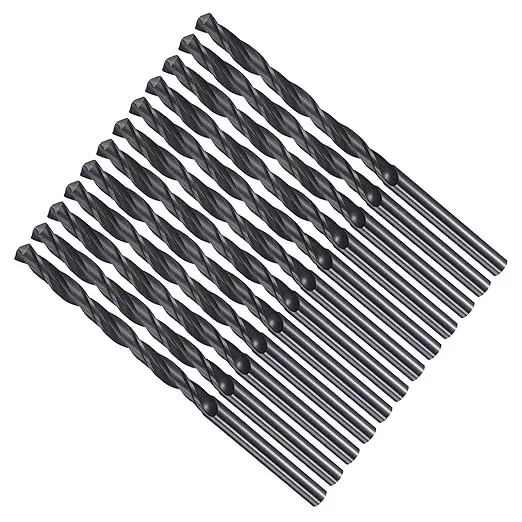 Drill Bit, 9/64" Cutting Diameter, 4241 HSS Nitriding Black 118° Cutting Angle Versatile Jobber Bits - (Applications: for Drilling Plastic Wood Soft Metal), 12-Pieces