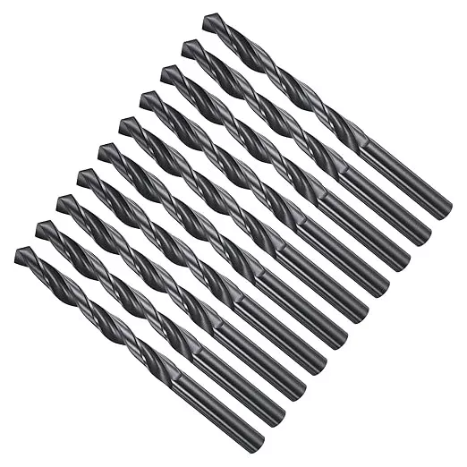 Drill Bit, 9mm Cutting Diameter, 4241 HSS Nitriding Black 118° Cutting Angle Versatile Jobber Bits - (Applications: for Drilling Plastic Wood Soft Metal), 10-Pieces
