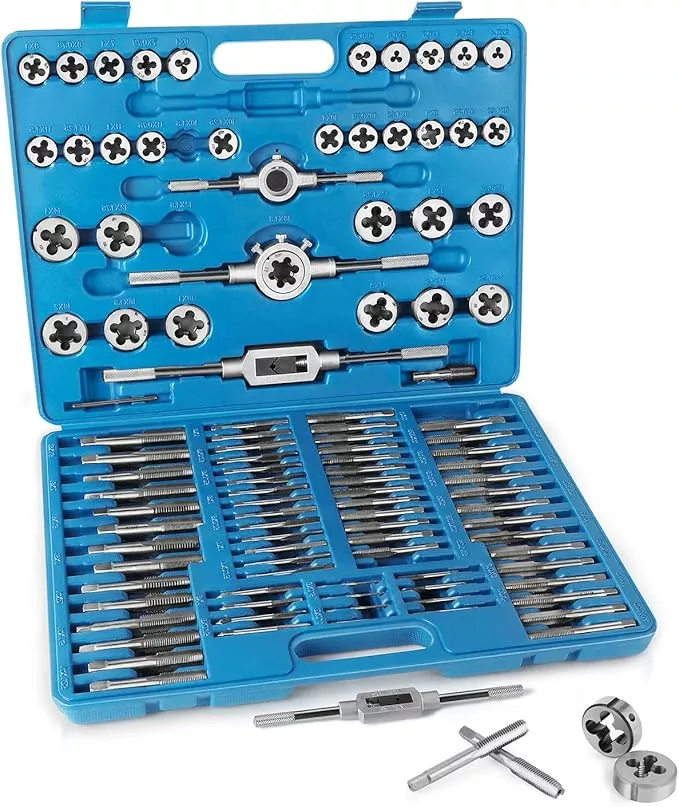 FAHKNS Metric Tap and Die Set 110 PCS M2-M18 Rethreading Kit for Making Screw Threads for Cutting External and Internal Thread Threading with Storage Case
