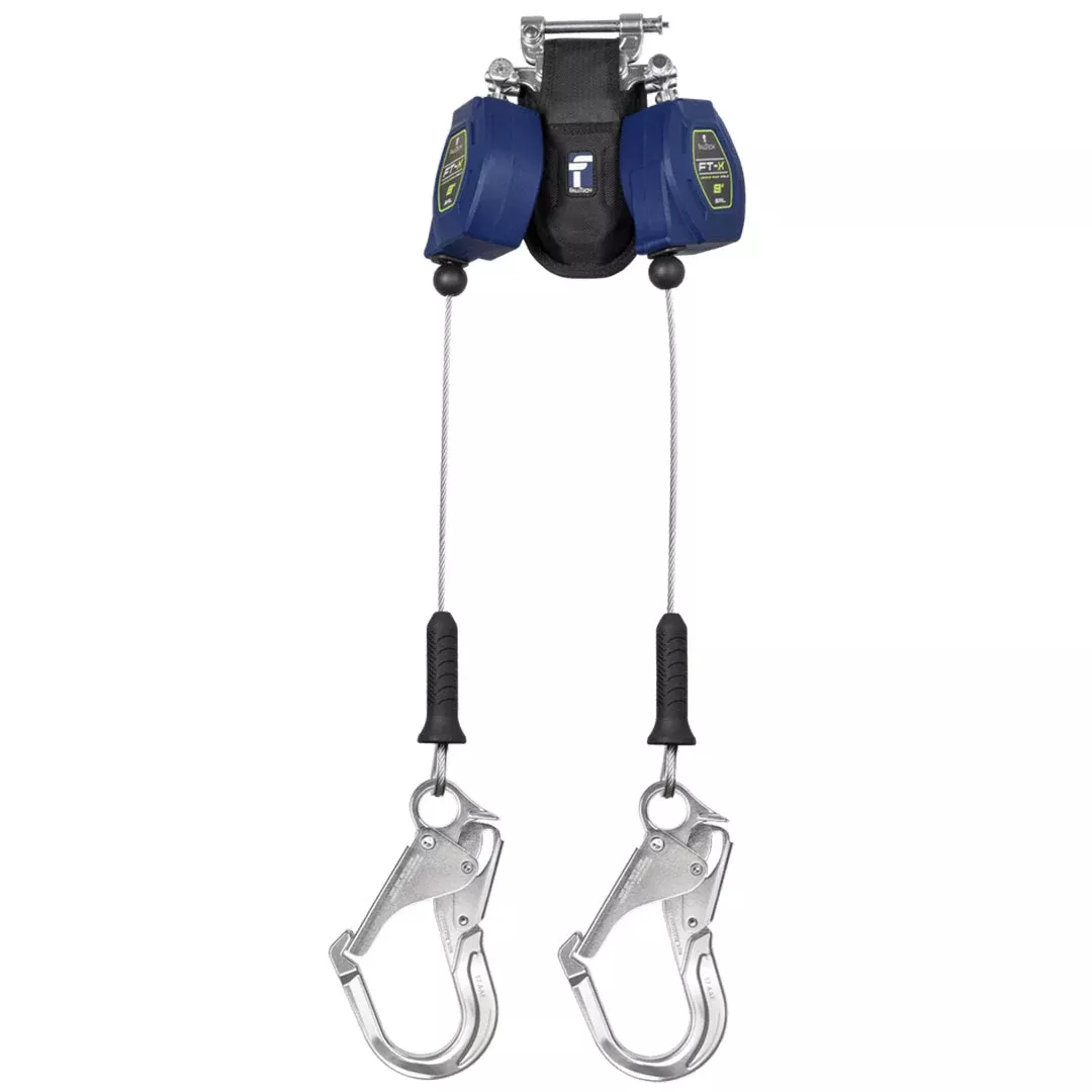 FallTech 8' Cable FT-X Class 2 LE SRL, Twin-leg with Aluminum Rebar Hooks 82808TP5
