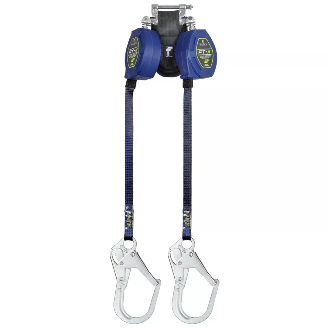 FallTech 8' EdgeCore FT-X Class 2 LE SRL, Twin-leg with Steel Rebar Hooks 84108TP3
