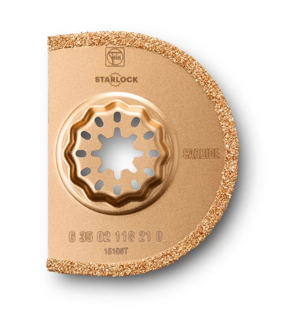 Fein StarLock Carbide Oscillating Saw Blade - Segmented for Removal of Defective Tile Grout and Making Cuts in Plaster - Fits Most Multitools 63502118210