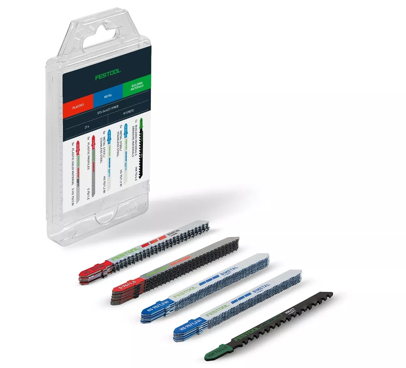 Festool 21-Piece Jigsaw Blade Set STS-Sort/21 P/M/B 578072