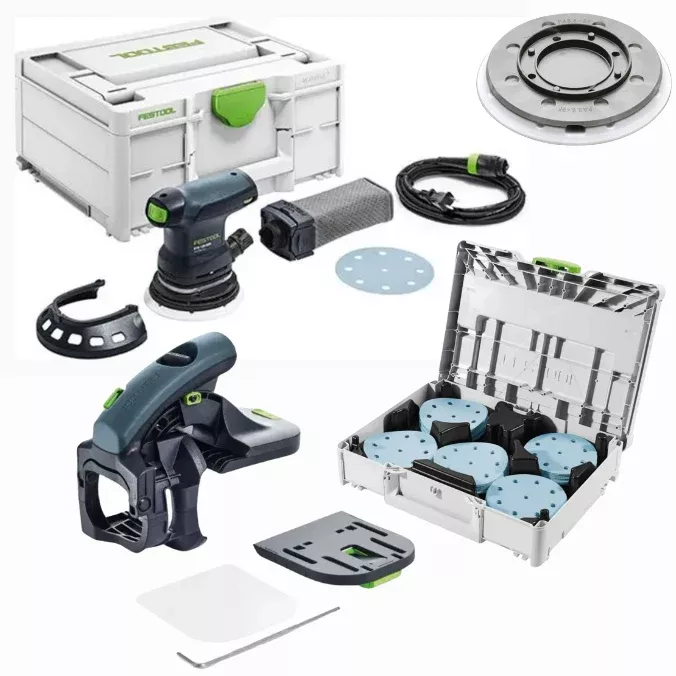 Festool 5 in. Random Orbital Sander ETS 125 Kit w/ Granat Abrasives, Edge Guide & Pad ETS125KIT