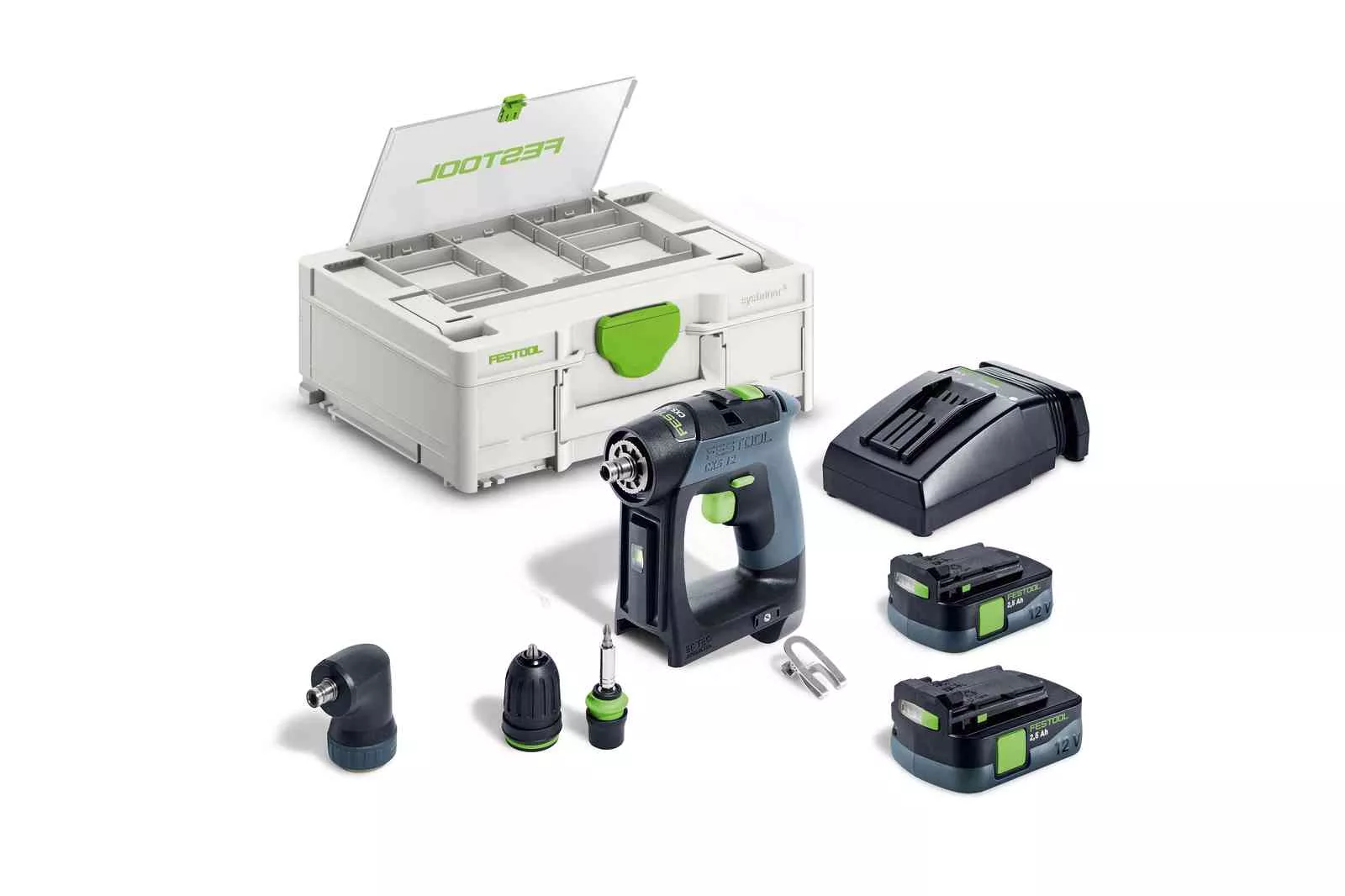 Festool Cordless Drill CXS 12 Set w/ 2.5Ah Battery Kit and Accessories 576869