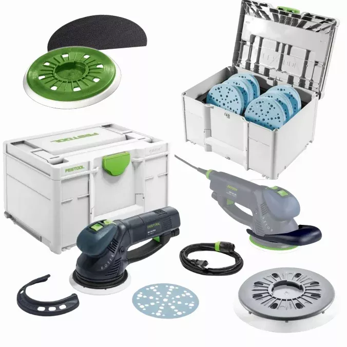 Festool ROTEX 6 in. Multi-Mode Sander RO 150 Kit w/ Granat Abrasives, Handle & Pads Set RO150KIT