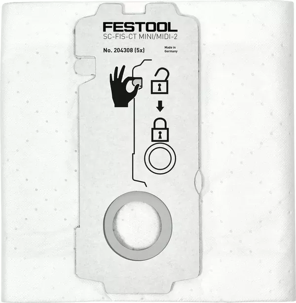 Festool SELFCLEAN Filter Bag for CT MINI/MIDI-2/CTC MIDI/CT 15, 5-Pack 204308