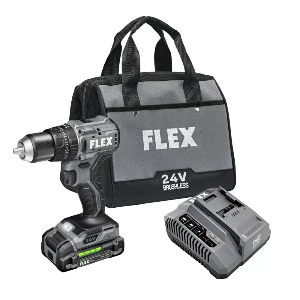 FLEX 24V 1/2" 2 Speed Compact Hammer Drill Kit FX1231-1A