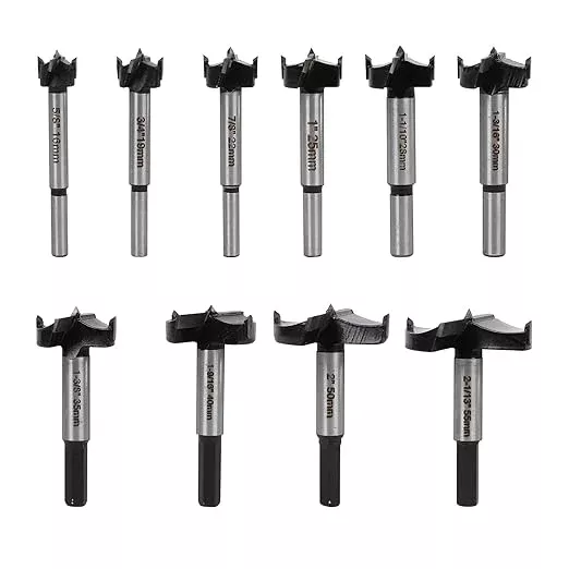 Forstner Bit Set for Woodworking 10PCS Wood Drill Bit Set Hole Saw Woodworking Tools Carbide Tipped Forstner Bits for Hard Wood Plastic Plywood MDF