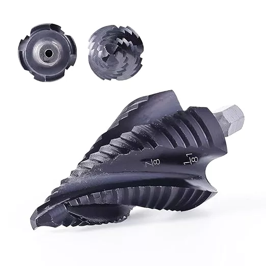 Four Spiral Flute Cobalt Step Drill Bit, 1/4"-1-1/8" M35 Cobalt Step Drill Bit Wear-Resistant AlTiN Coated, 1/4" Hex Shank for Hole Drilling in Stainless Steel, Copper, Aluminum, Wood, Plastic