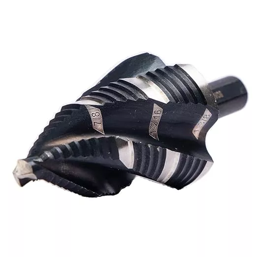 Four Spiral Flute M35 Cobalt Step Drill Bit Set 1/4" - 1-3/8"(19 Sizes),Impact Ready Four Flute Step Drill Bit,3/8" 3-Flat Shank Step Bits for Hole Drilling Cutting on Metal, Steel, Aluminum