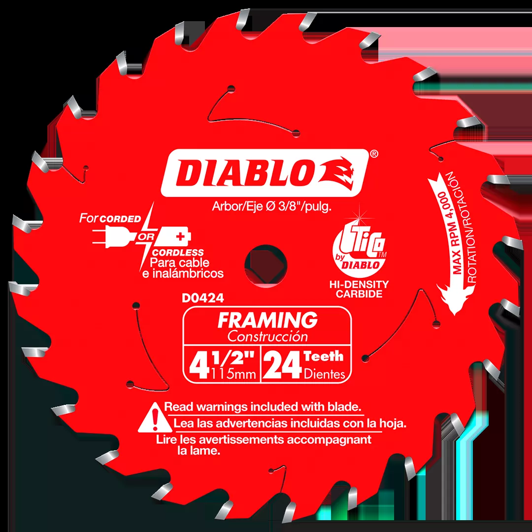 Freud Diablo 4-1/2" x 24 Tooth Framing Trim Saw Blade D0424X