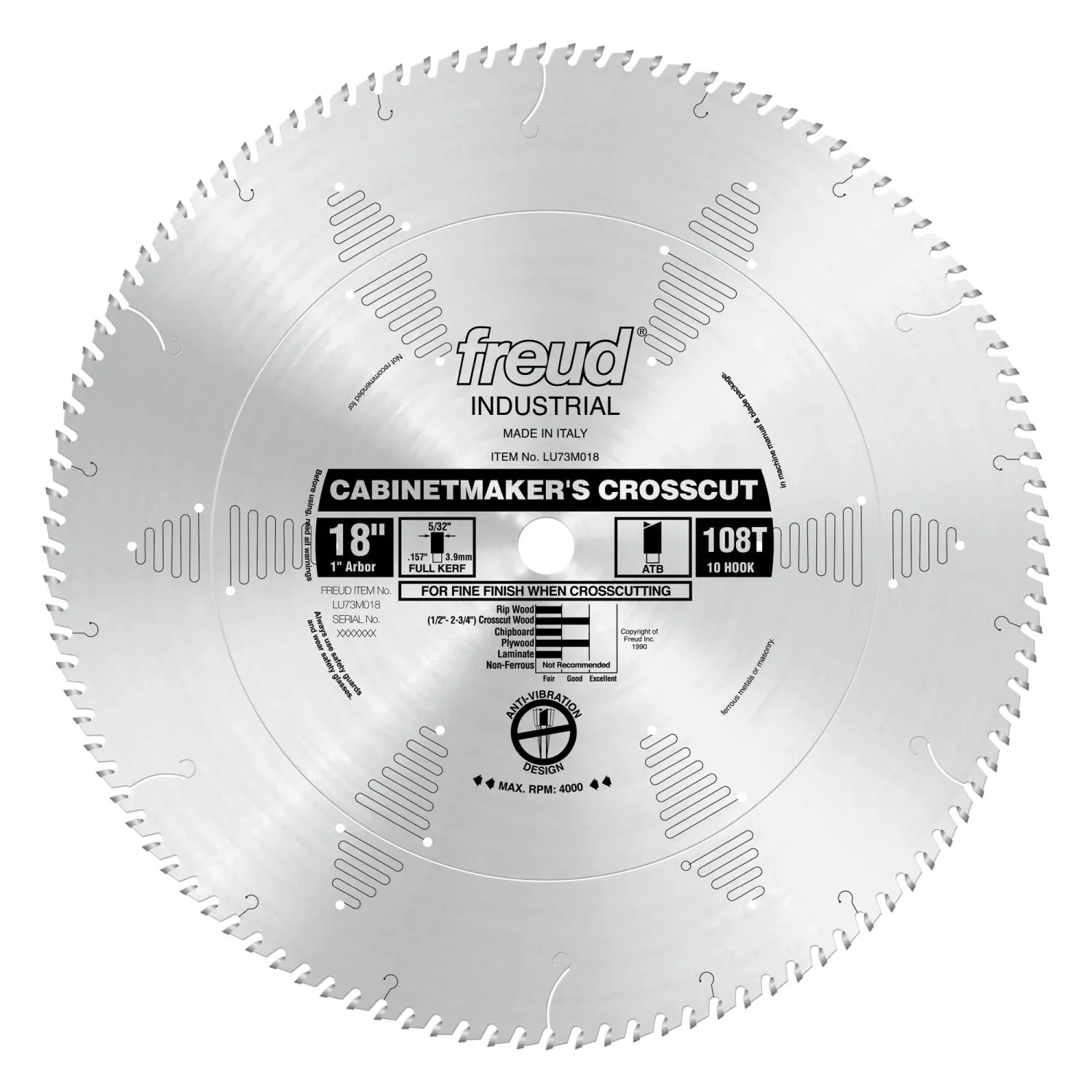 Freud LU73M018 18 in. Cabinetmakers Crosscut Blade