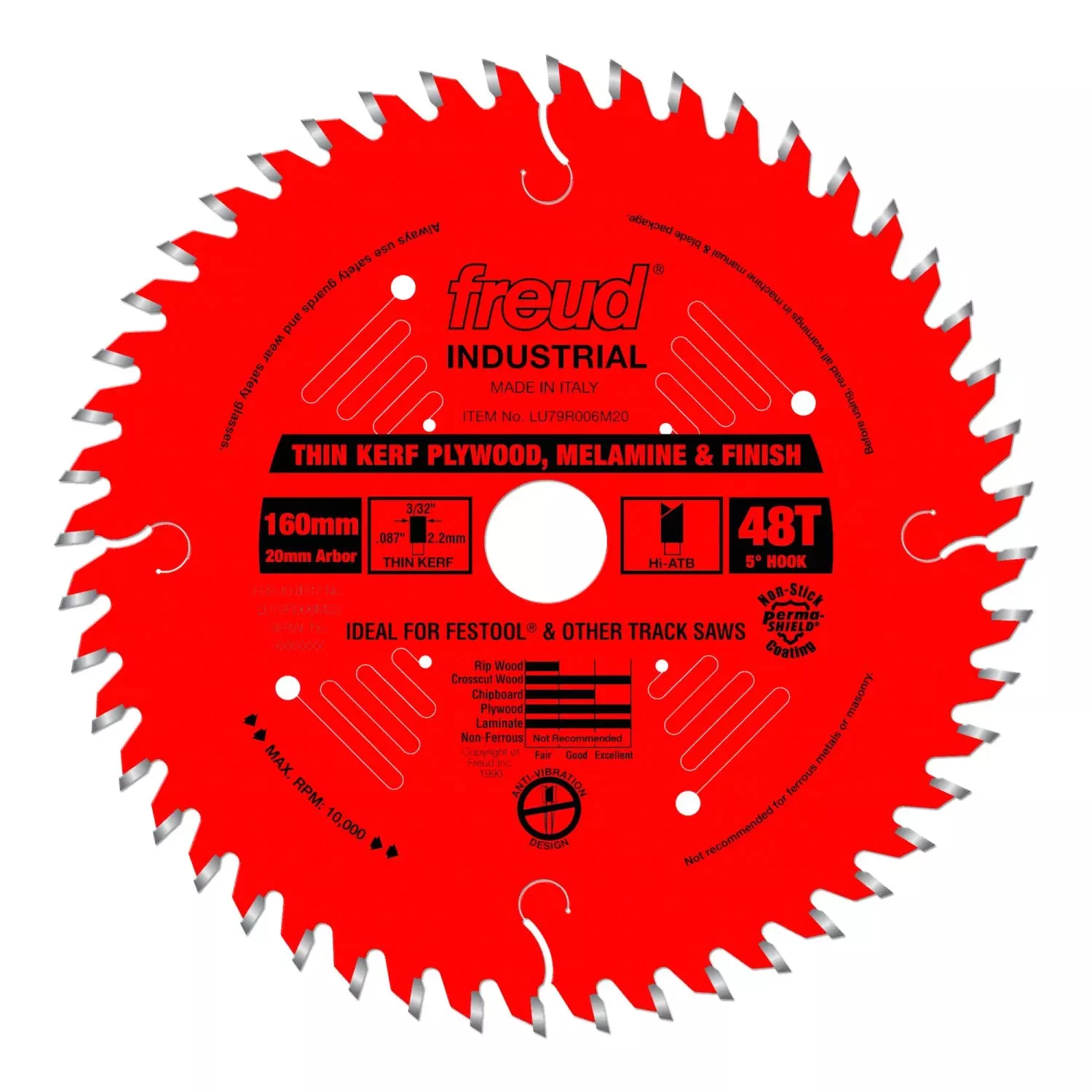 Freud LU79R006M20 160mm x 48T mm Thin Kerf Ultimate Plywood & Melamine Blade