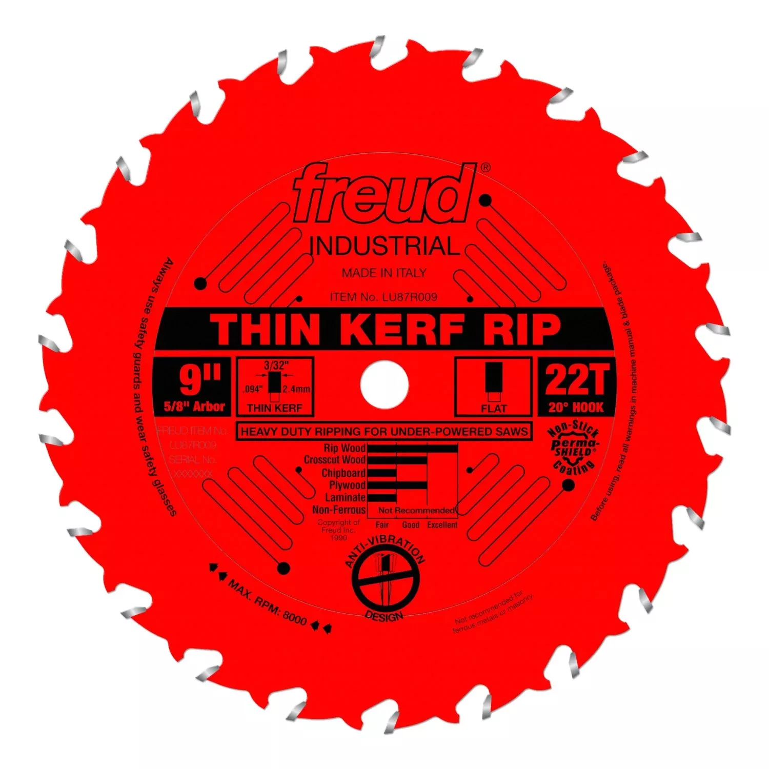 Freud LU87R009 9 in. Thin Kerf Rip Blade