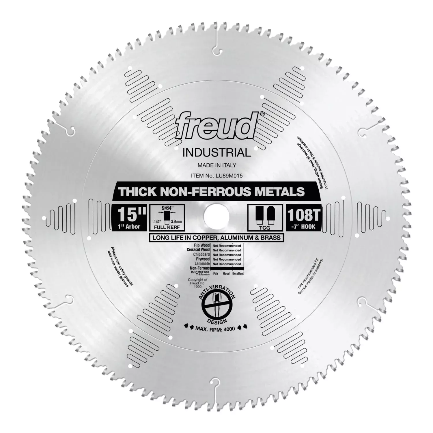 Freud LU89M015 15 in. Thick Stock Aluminum Metal Blade