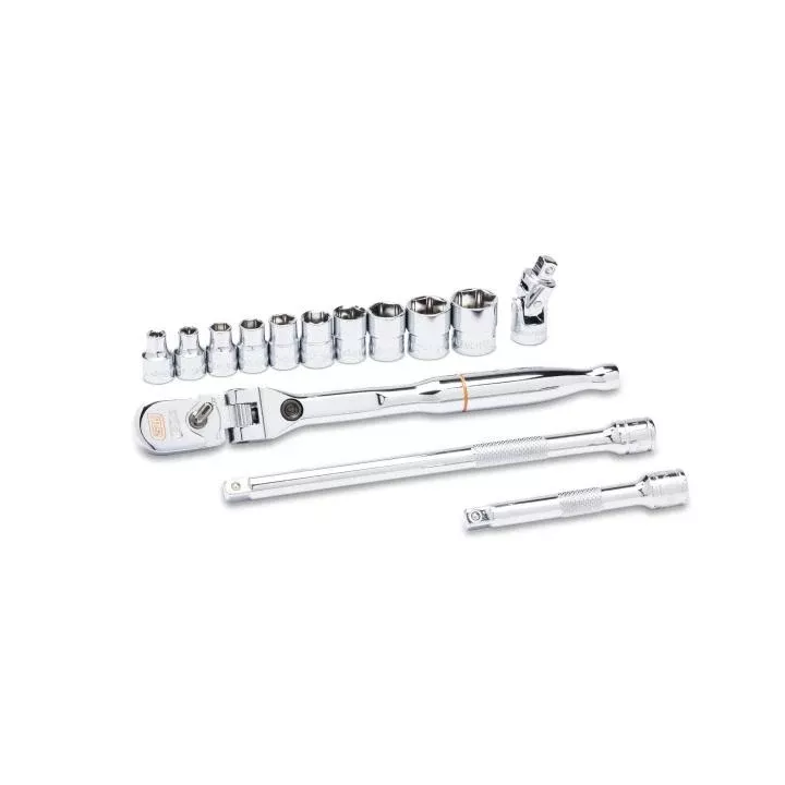 Gearwrench 14 Piece 1/4" Drive 120XP Locking Flex Head Ratchet and 6 Point SAE Stubby Socket Mechanics Tool Set 81391