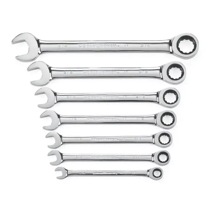 Gearwrench 7 Piece 72-Tooth 12 Point Ratcheting Combination SAE Wrench Set 9317