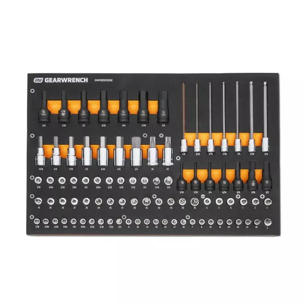 Gearwrench 88pc 1/4", 3/8", 1/2" Drive SAE Bit Socket Set w/ Foam Storage Tray GWMSBSKCBSAE