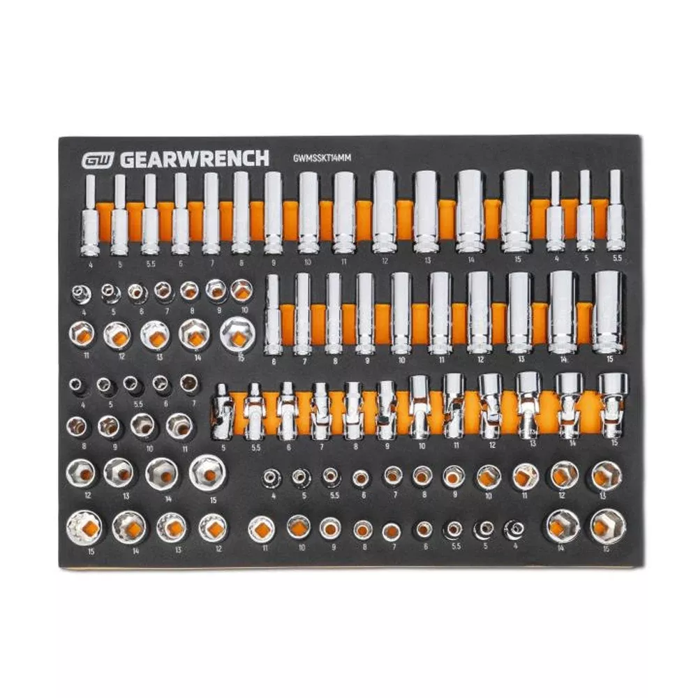 Gearwrench 89 Piece 1/4" Drive Master Metric Socket Set w/ Foam Storage Tray GWMSSKT14MM