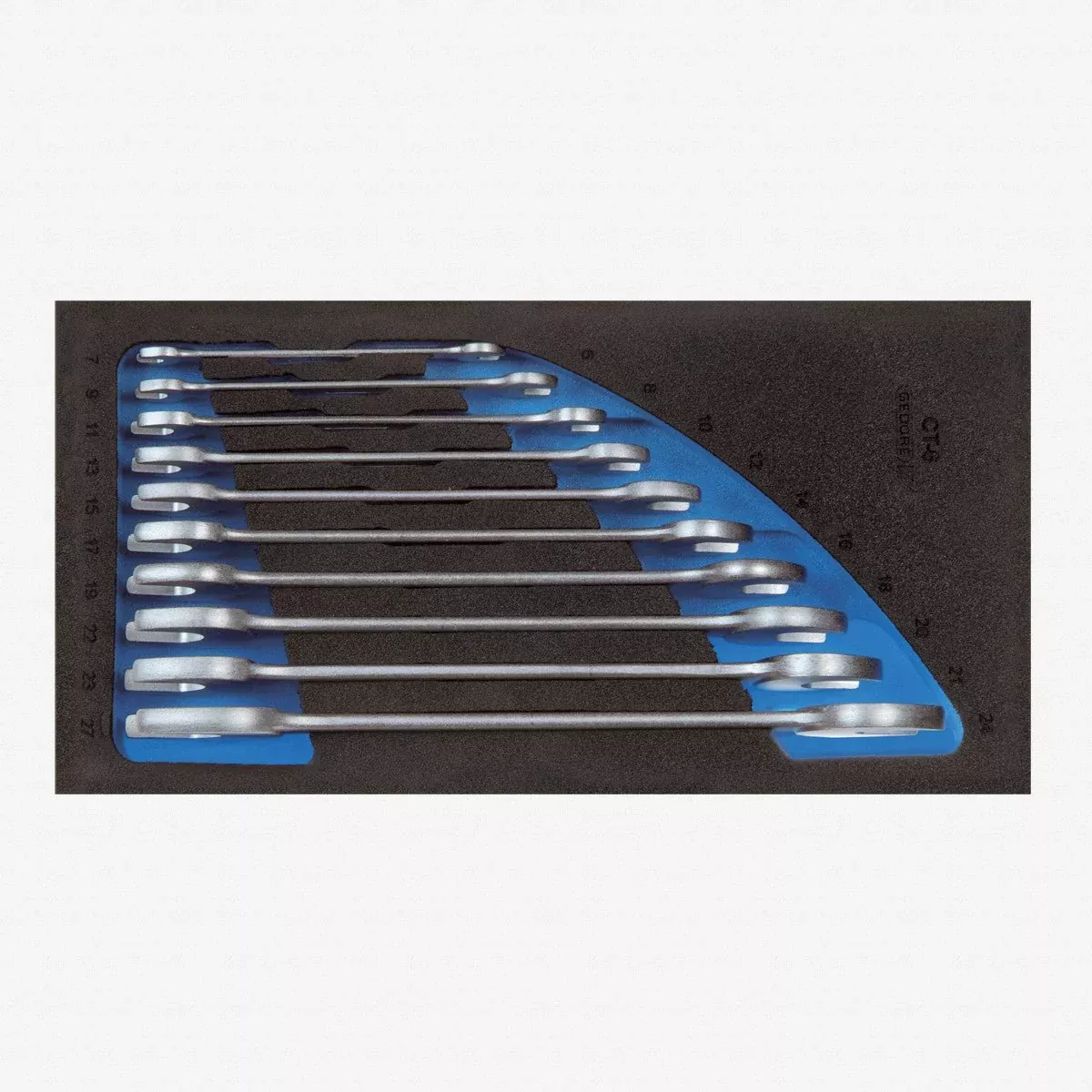 Gedore 1500 CT1-6 Metric Double Open End Wrench Set in 1/3 CT Module, 10 Pieces