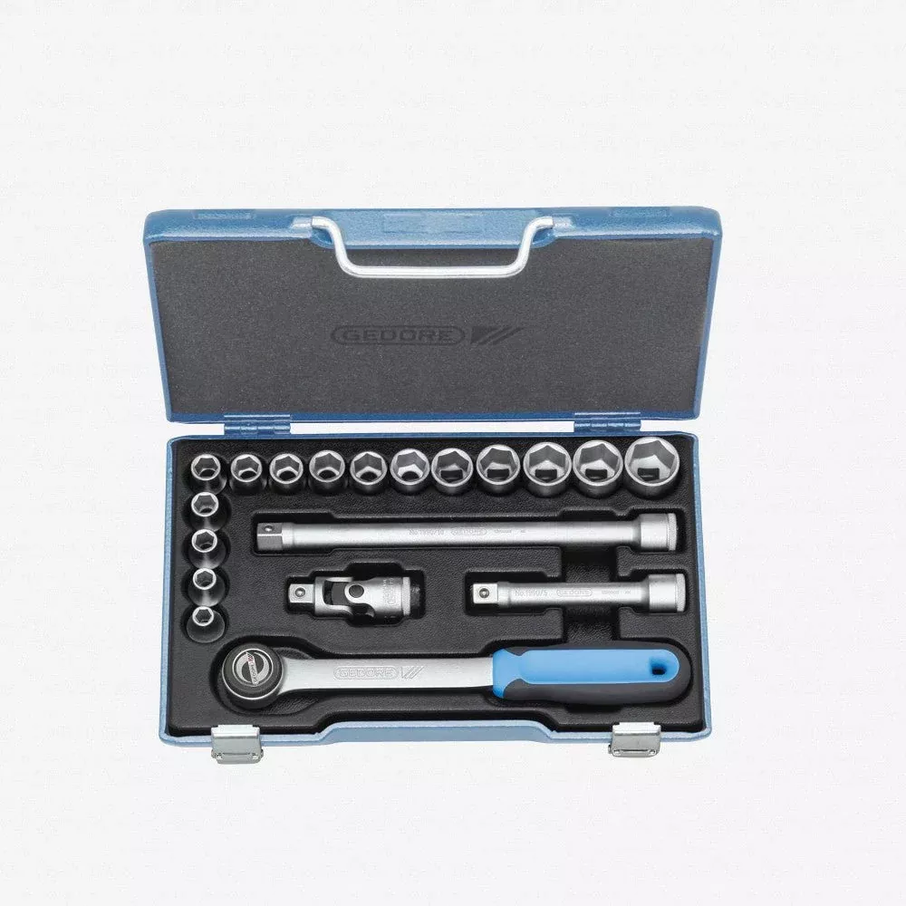 Gedore 19 JMU-3 Socket set 1/2" 19 pcs hex 8-24 mm