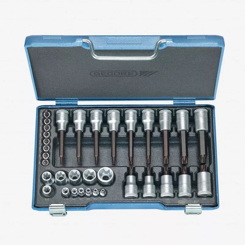 Gedore 19 TX 20 Screwdriver bit socket set 1/2"+1/4" 34 pcs TORX