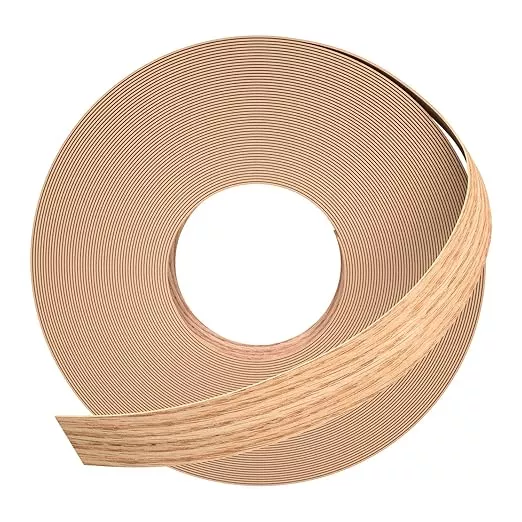 GSCIT Club Red Oak Edge Banding, 5/8 inch x 50ft roll of Veneer Edge Banding - Pre-glued Flexible, Real Wood Tape for Cabinet Repair & Furniture Restoration