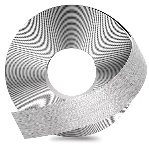 GSCIT Club Silver Edge Banding, 1 1/2 Inch x 50ft Aluminum Brushed Edge Banding PVC Edge Trim for Cabinet Repair Furniture