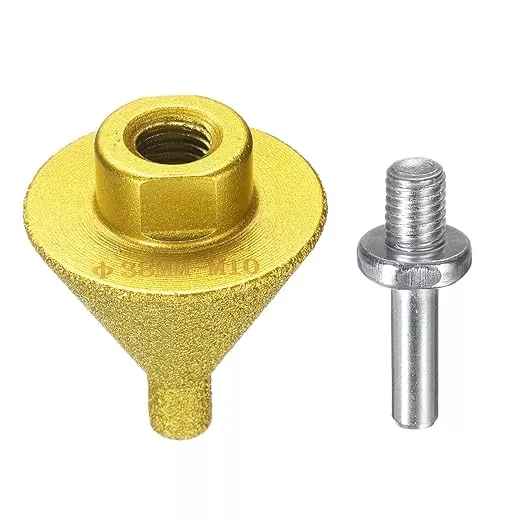 HARFINGTON Diamond Beveling Chamfer Bits 0-1.5" Dia M10 Thread Cone Bit with Adapter, Countersink Drill Bit to Enlarge Holes for Porcelain Tile, Marble, Ceramic, Glass, Stones