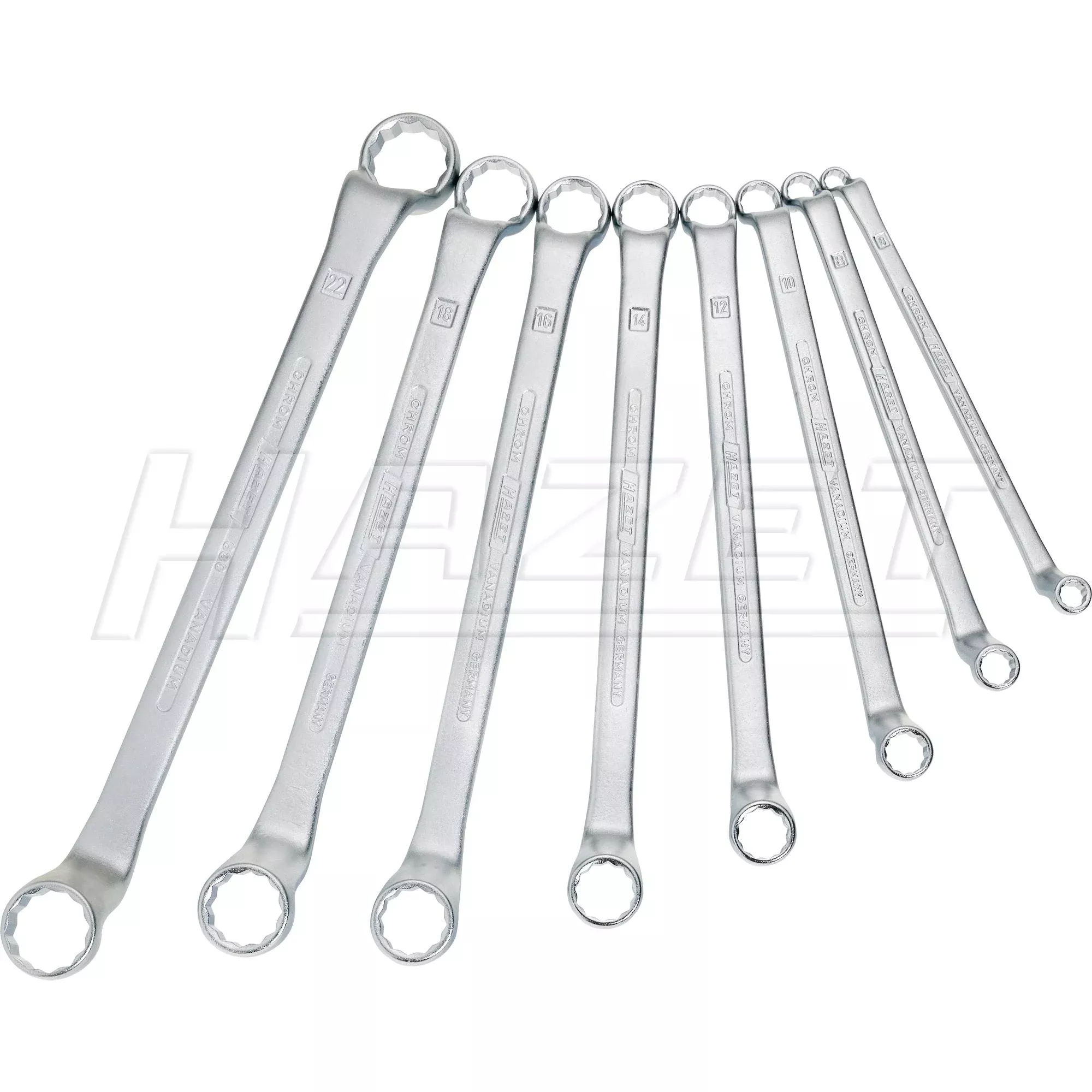 Hazet 630/8 12-Point 6 x 7 – 21 x 22 Double Box-End Wrench Set